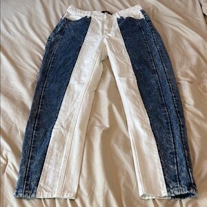 Desigual Women's Straight Leg Jeans in Blue and White